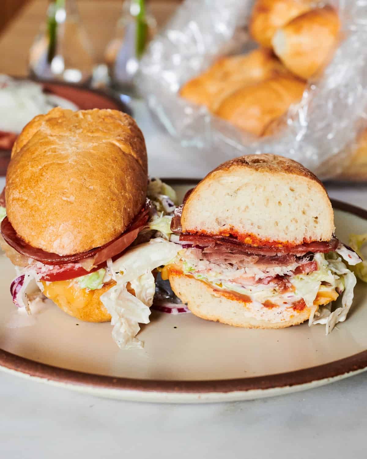 Grinder sandwich halved