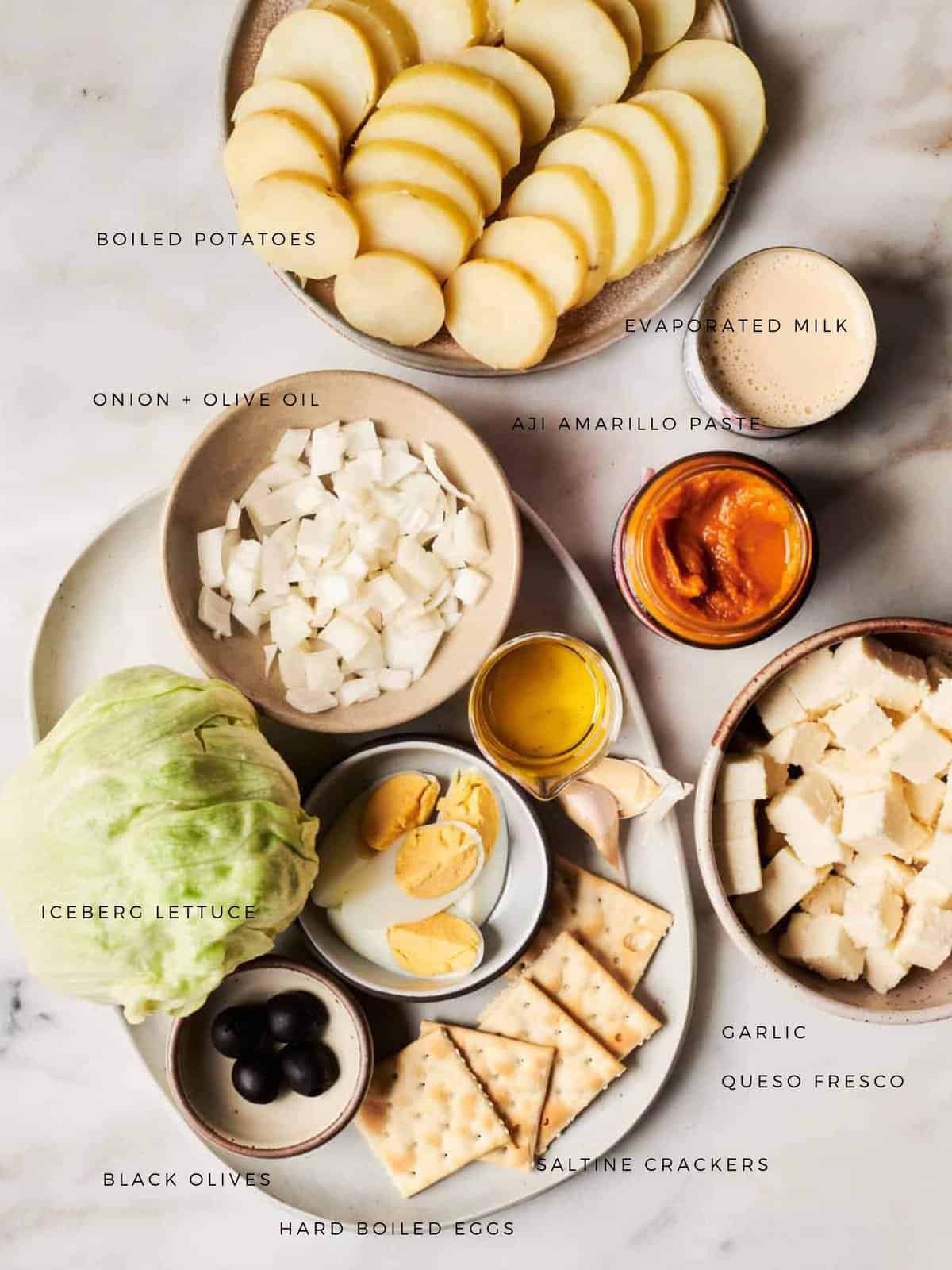 Shots of ingredients, marked 