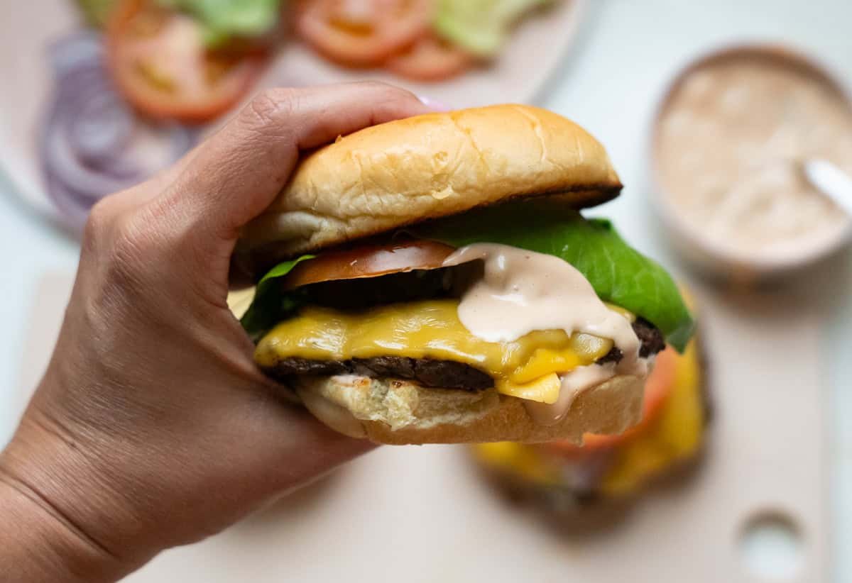 Burger Sauce in a smash burger.
