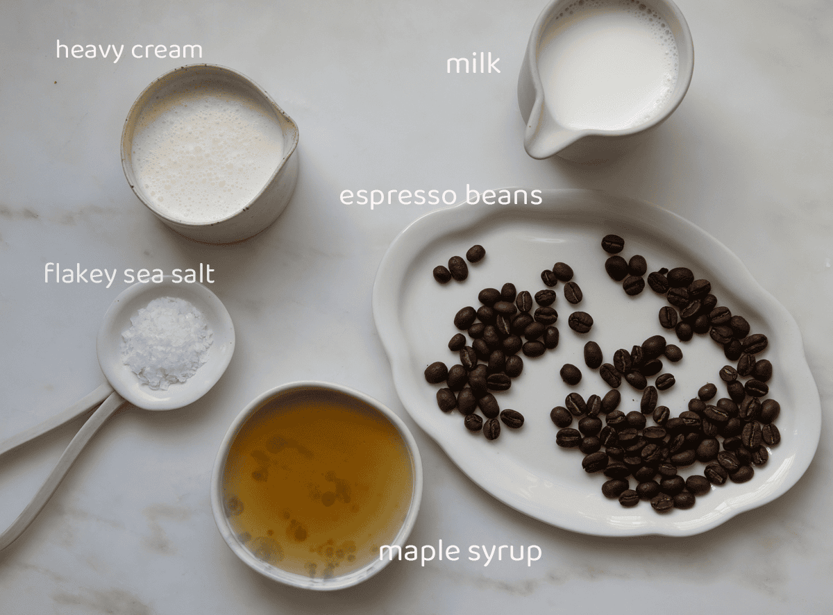 Ingredients for iced latte.