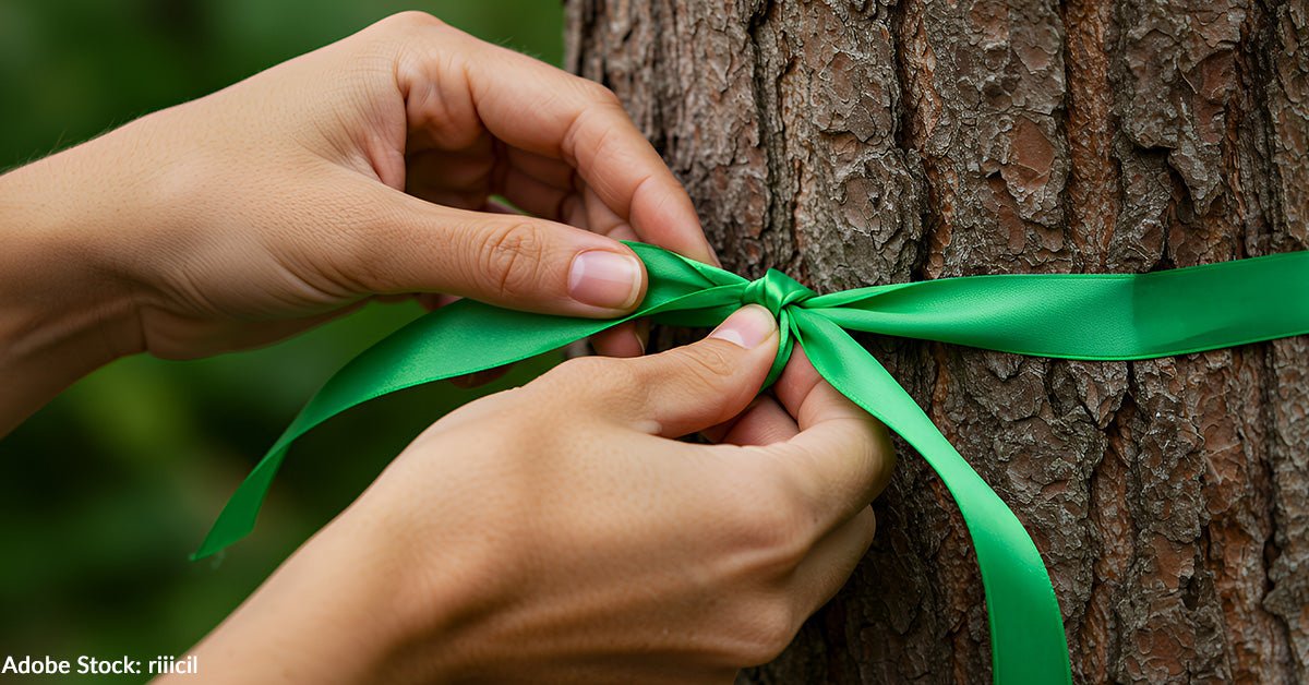 Green ribbons and lights can be seen over Texas to honor flood victims
